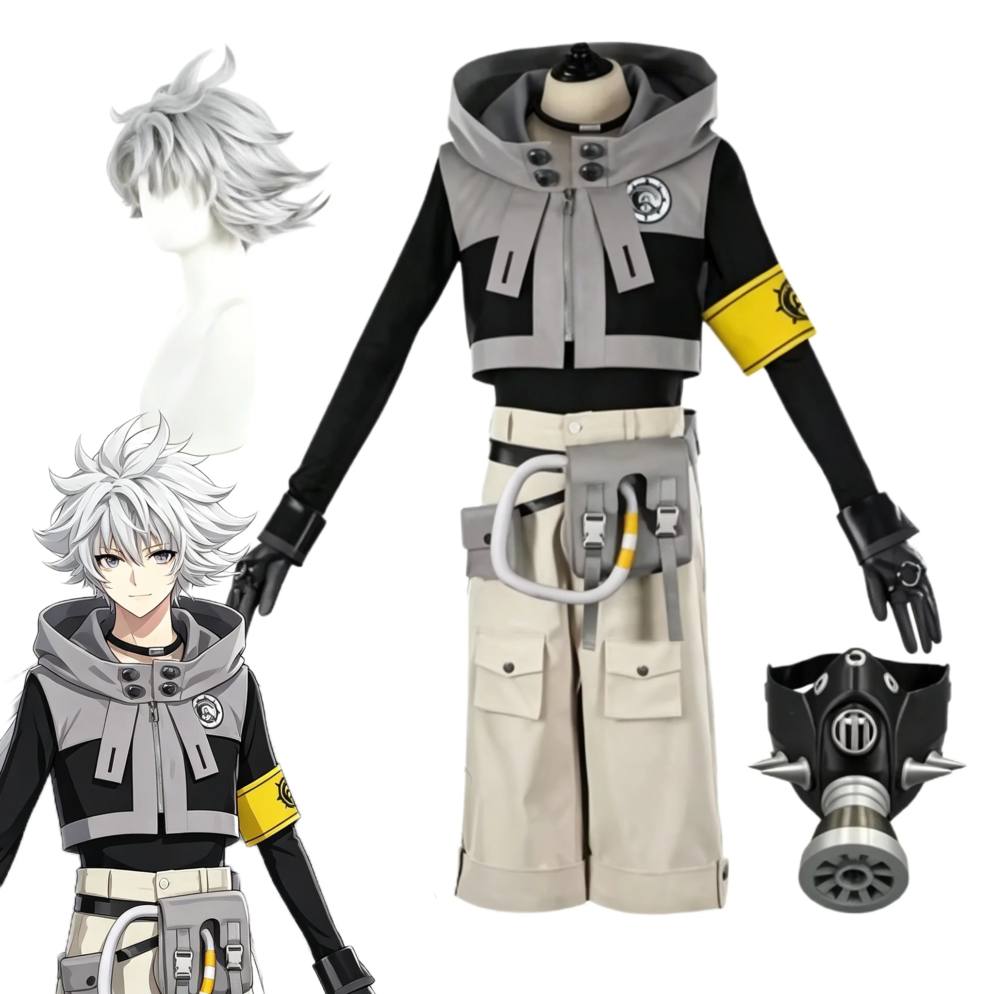 

Anime Gachiakuta Rudo Cosplay Costume Wig Shoes Mask