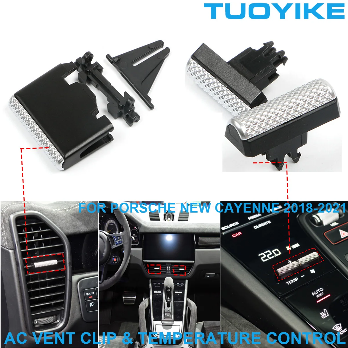 Car AC Vent Grille Clips Console Air Conditioner Temperature Control Push Switch Key Button For Porsche NEW Cayenne 2018-2021