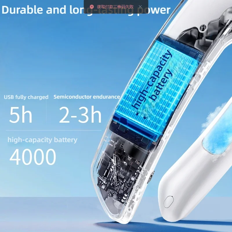 

TXF【Reliable】Neck Hanging Fan with TEC Semiconductor Cooling, 100 Speed, Quiet, No-Leaf, LED Display, Long Battery Life