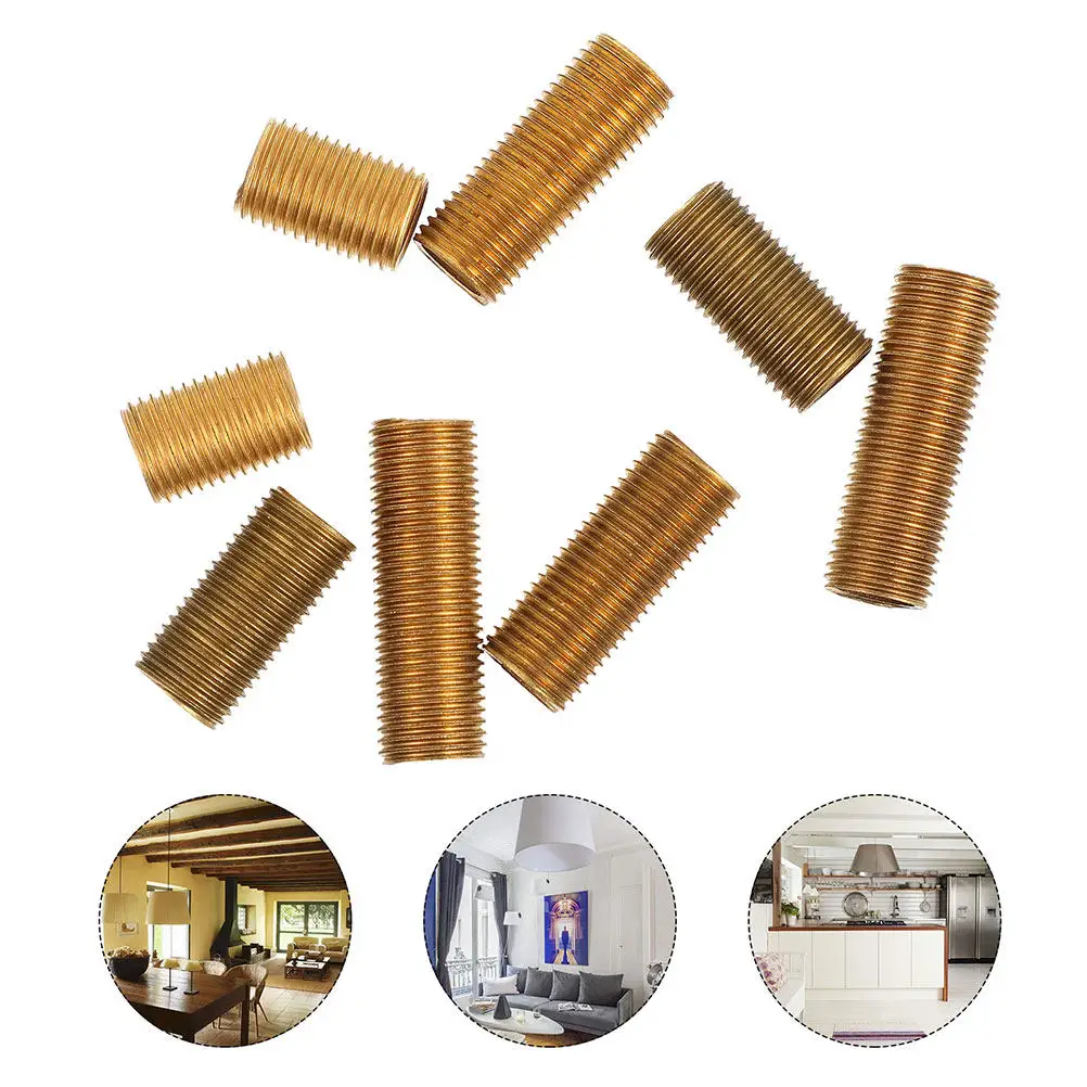 12Pcs Brass Hollow Lamp Threaded Rods DIY Lighting Repair Fixture Parts Lamp Hardware Lighting Parts Coupling for Light Fixture