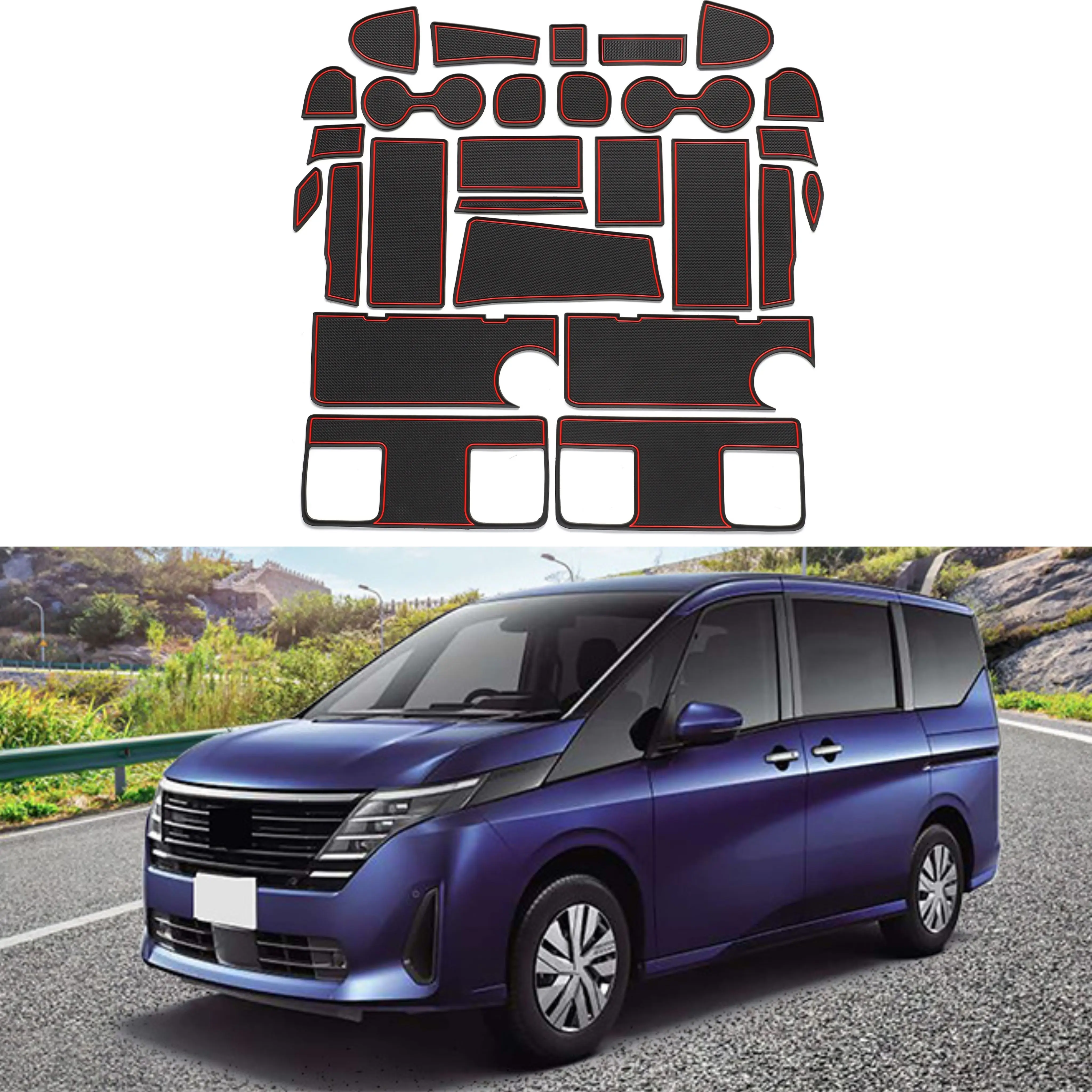 

Custom Fit Anti-Slip Dustproof Door Pocket and Storage Tray Liners for 2024 Nissan Serena C28