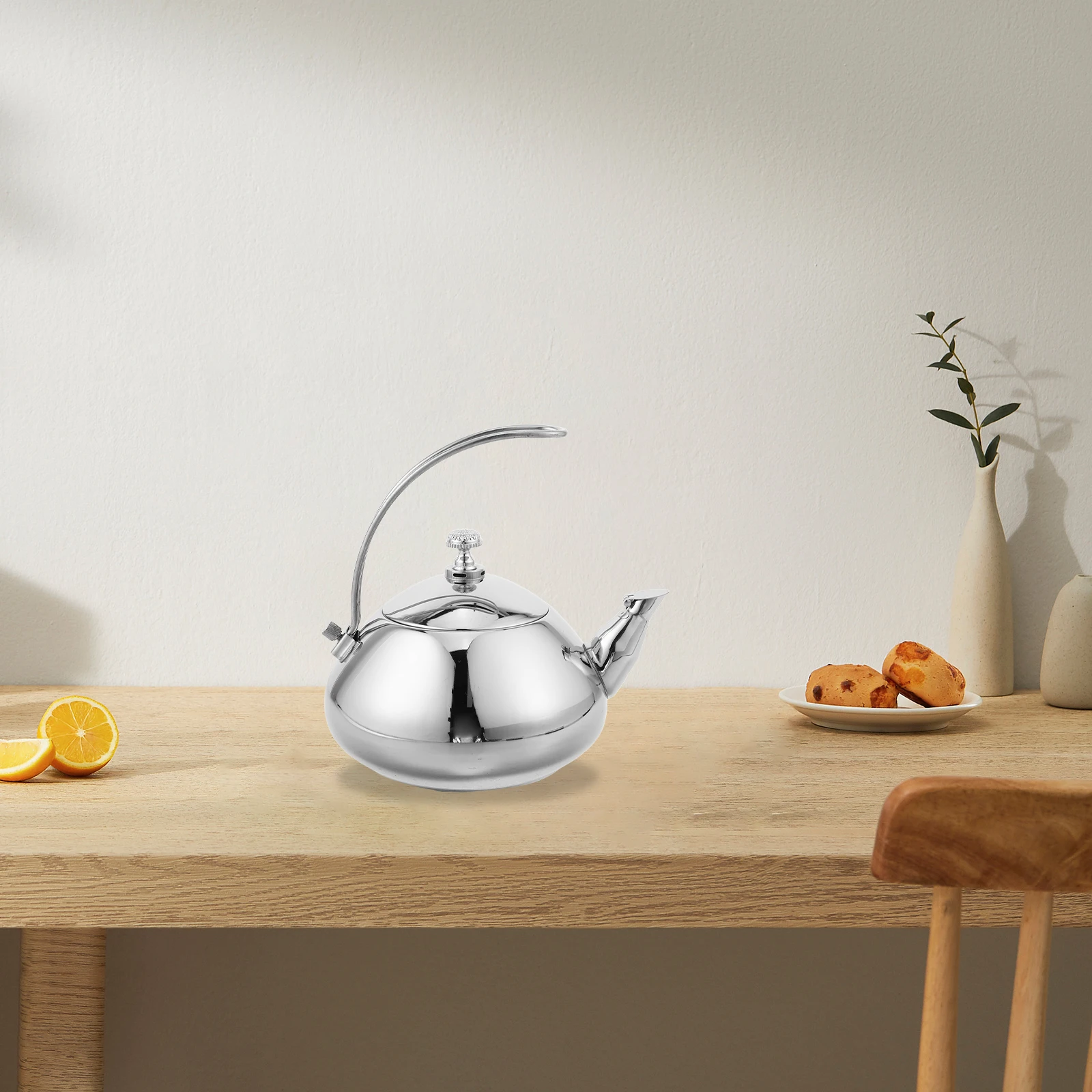 

Stainless Steel Teapot Curved Handle Kettle for Induction Cooktops with Fine Mesh Filter Suitable Home Kitchen Decor for loose