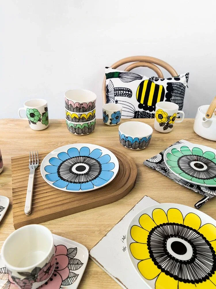 

Finland same sunflower sunflower tableware vegetable plate mug rectangular plate dessert plate mug hand cup bowl