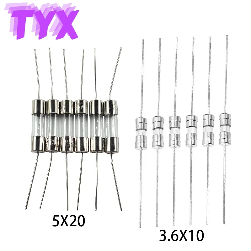 20PCS 3.6X10mm 5X20mm Take the lead Glass Fuse tube 250V 0.1A 0.5A 1A 1.5A 2A 3A 3.15A 4A 5A 6.3A 8A 10A 15A 20A