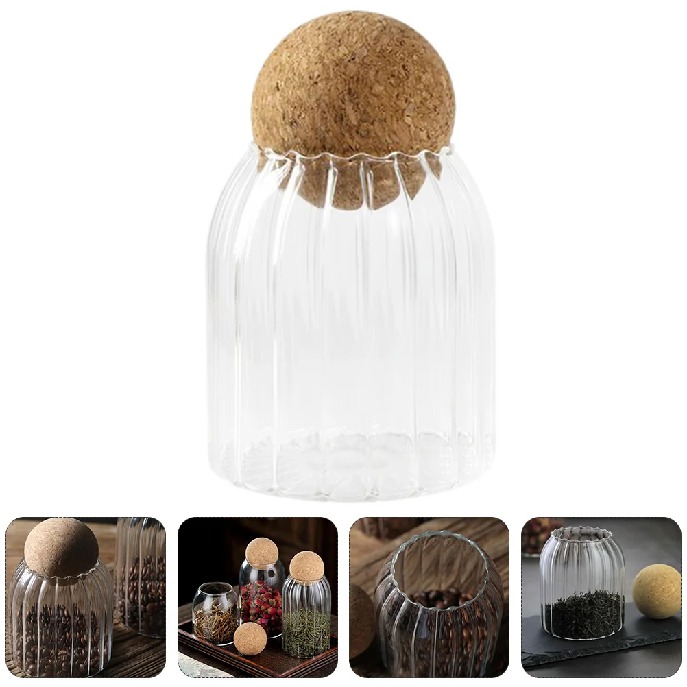 Glass Tea Candy Containers Food Storage Jar Tank Cork Sealing Household Bottle