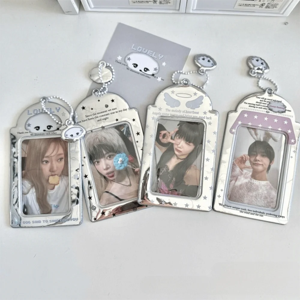 New 3 Inch Kpop Photocard Holder Picture Display Pendant Idol Photo Frame PVC Silver Card Holder