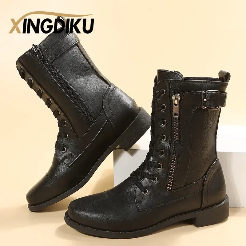 Retro Boots Women 2022 Autumn/winter New Large Size Short Boots Thick Heel Knight Boots Brown Leather Heels