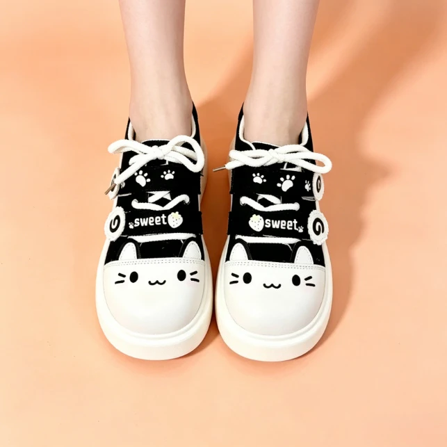 

Original Lolita Style Casual Canvas Shoes Cute Versatile Student 2026 New Sweet Cute Girl Kawaii Lace-up Casual Shoes