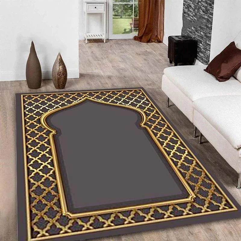 Islam Festival Prayer Carpet Muslim Kneeling Poly Mat Ramadan Kareem for Muslim Islam Area Rug Prayer Floor Mats Non Slip Carpet