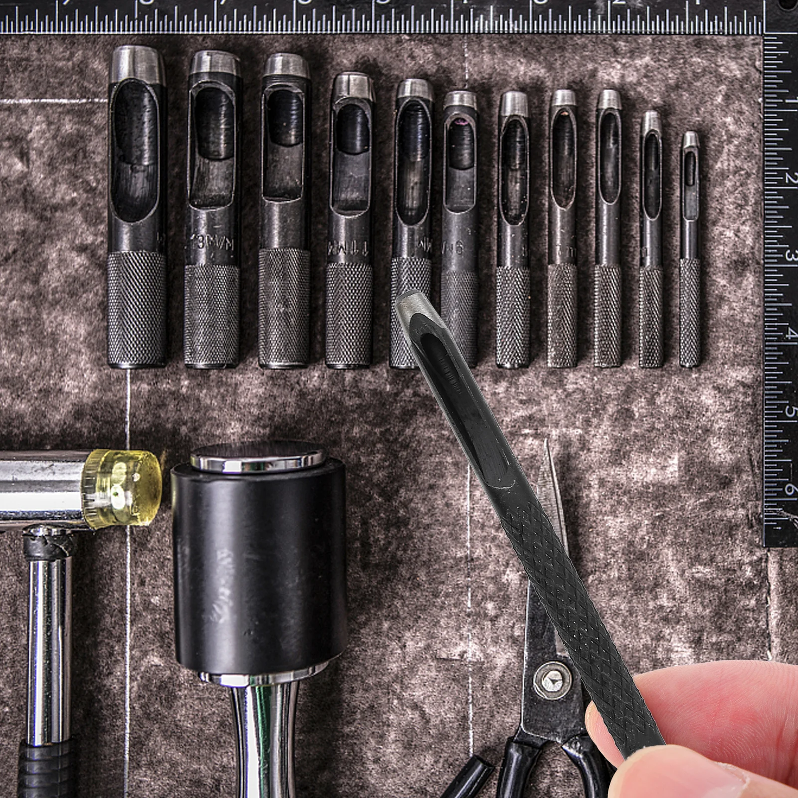 

6Pcs Punches Belt Hole Cutter Industrial Grade Steel DIY Tools for Multilayer Fabrics and Unique Artistic Effects