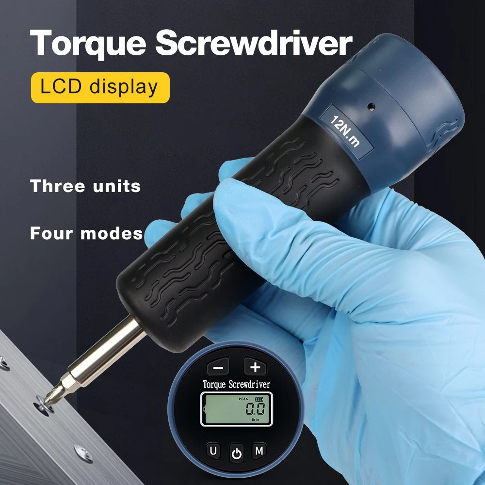 Digital Torque Screwdriver Portable Preset Torque Gauge 1.2-12N.m Torque Wrench 1/4 Inch Drive Repair Tools for Bike Car