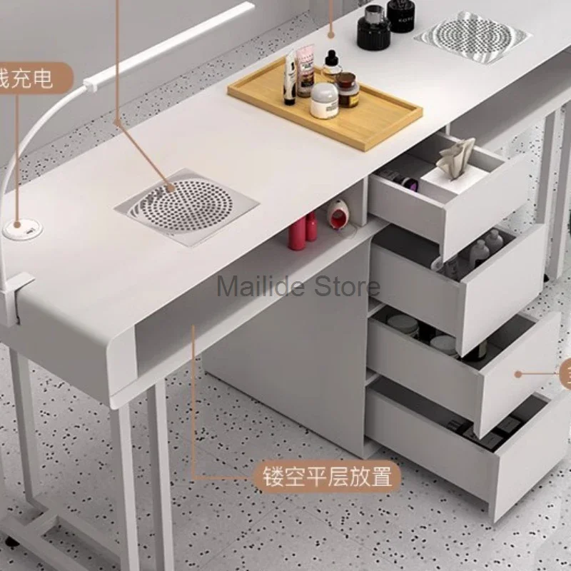 Профессиональный Стол для красоты, искусственный маникюр, выдвижной ящик, Роскошная искусственная деревянная гостиная, мебель для салона, MR50NT