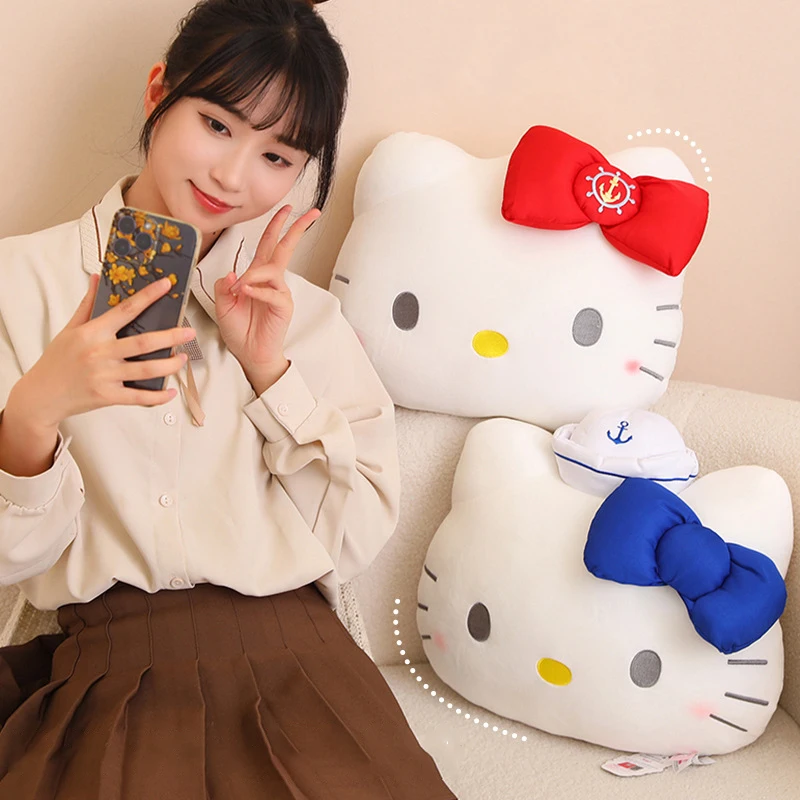 35cm Sanrio Genuine Hello Kitty Plush Pillow Headrest Office Sleeping Pillow Cushion Plushie Toy Home Cushion Girl Doll Gift