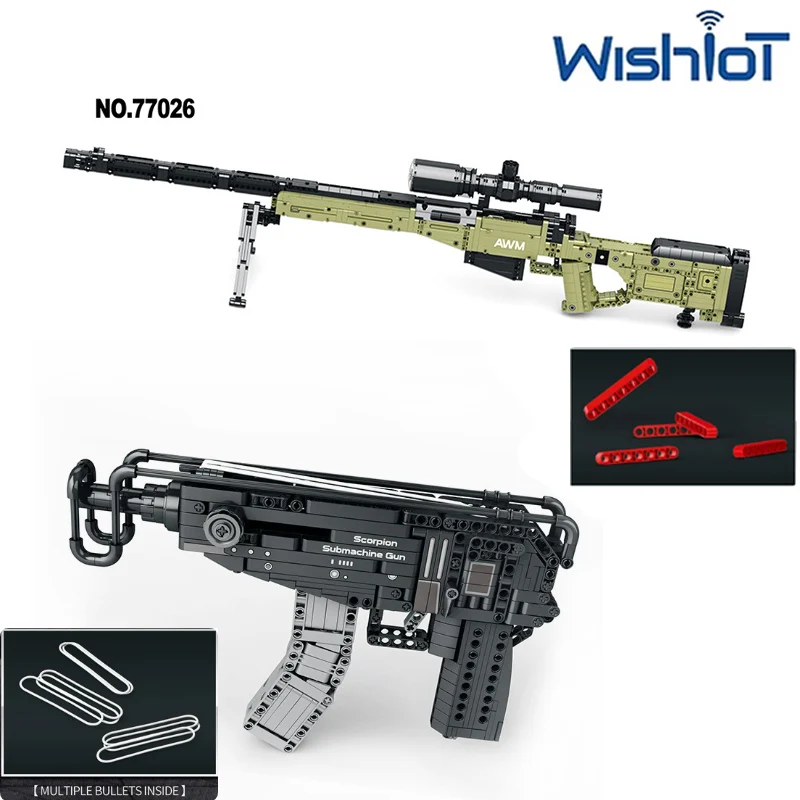

Military Series Sniper Rifle/Pistol Model Building Blocks Kit Launchable Gun Shooting Game Assembly MOC Small Bricks Boys Gifts