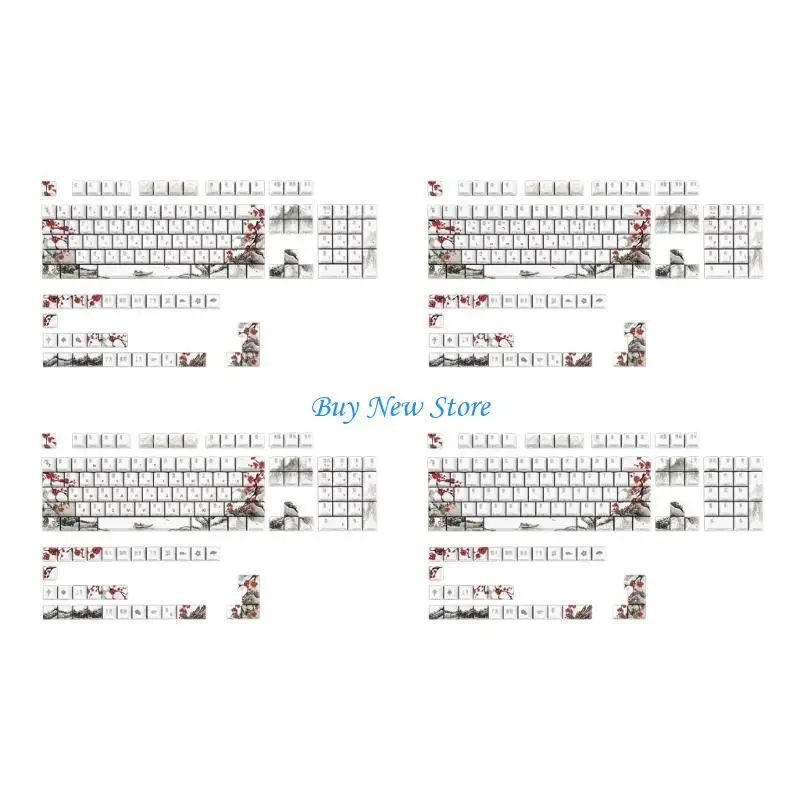 

20CE Plum Blossom Keycaps MechanicalKeyboard Keycap 135 Keys Russian Korean Japanese