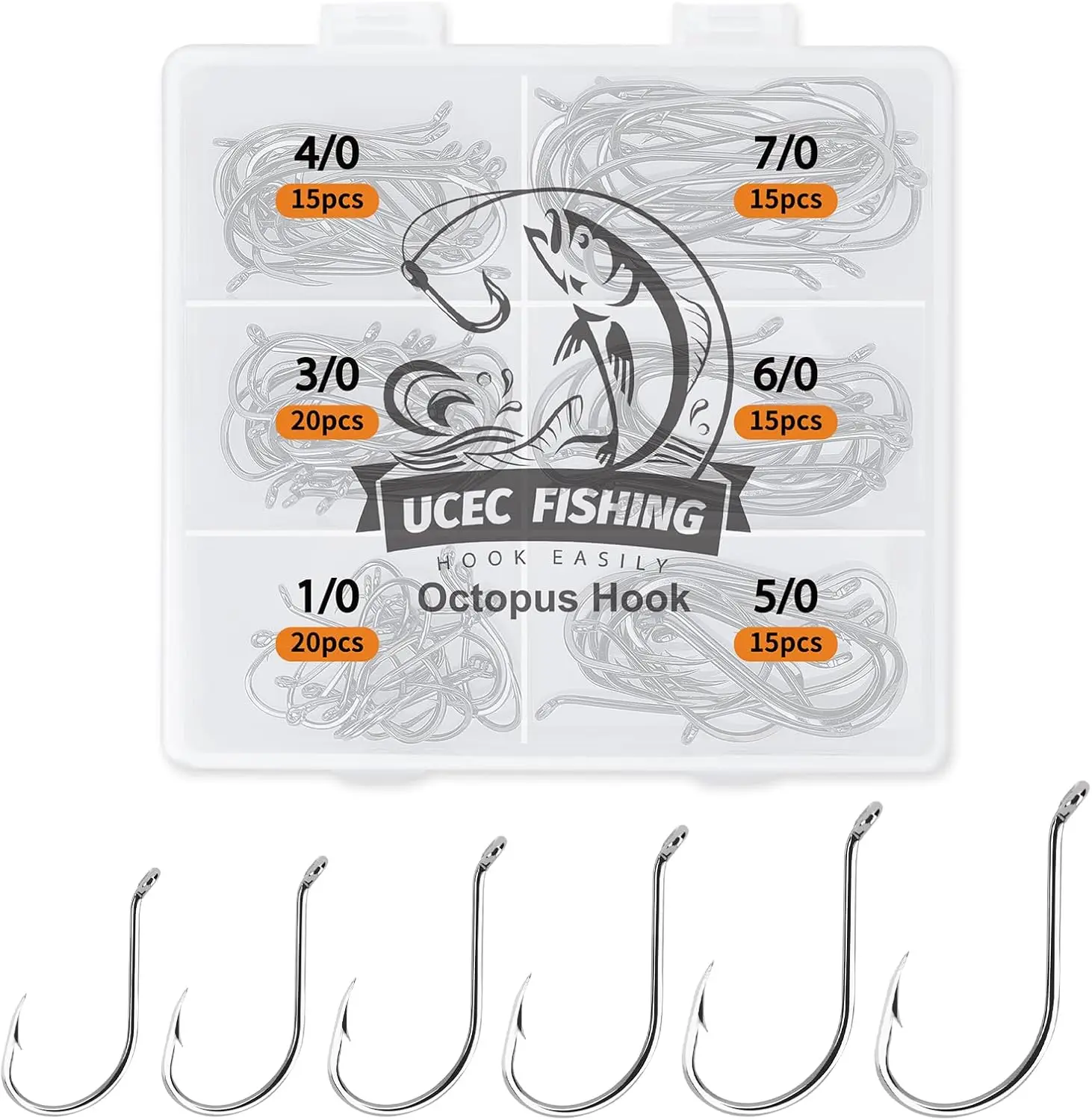 

Крючки для рыбалки Circle Fishing Hooks Octopus Hooks для морской и пресной воды, набор офсетных крючков из высокоуглеродистой стали для ловли сома и форели, разные размеры. # 1-08 100 шт.