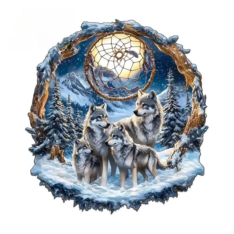 Pack Of Wolves Landscapes Car Sticker Creative Artistic Picture Waterproof Vinyl Decal For Car Exterior Accessories