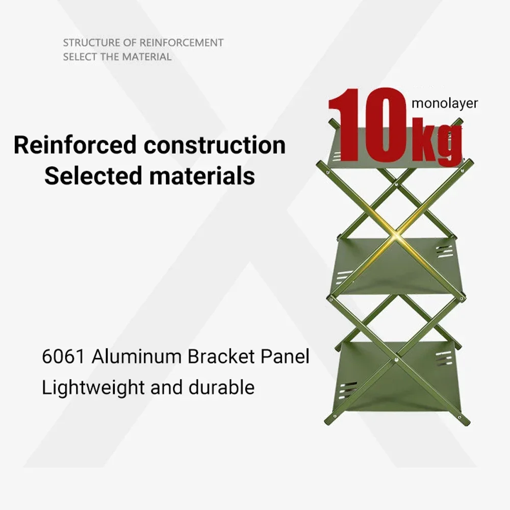 Three layers Outdoor Shelf Free Splicing Aluminum Splicing Table Portable Camping Barbecue Folding Table Multifunctional Rack