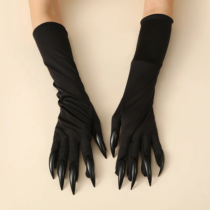 Halloween gloves with long ghost claws, fashionable long nails, cosplay, Halloween funny gloves