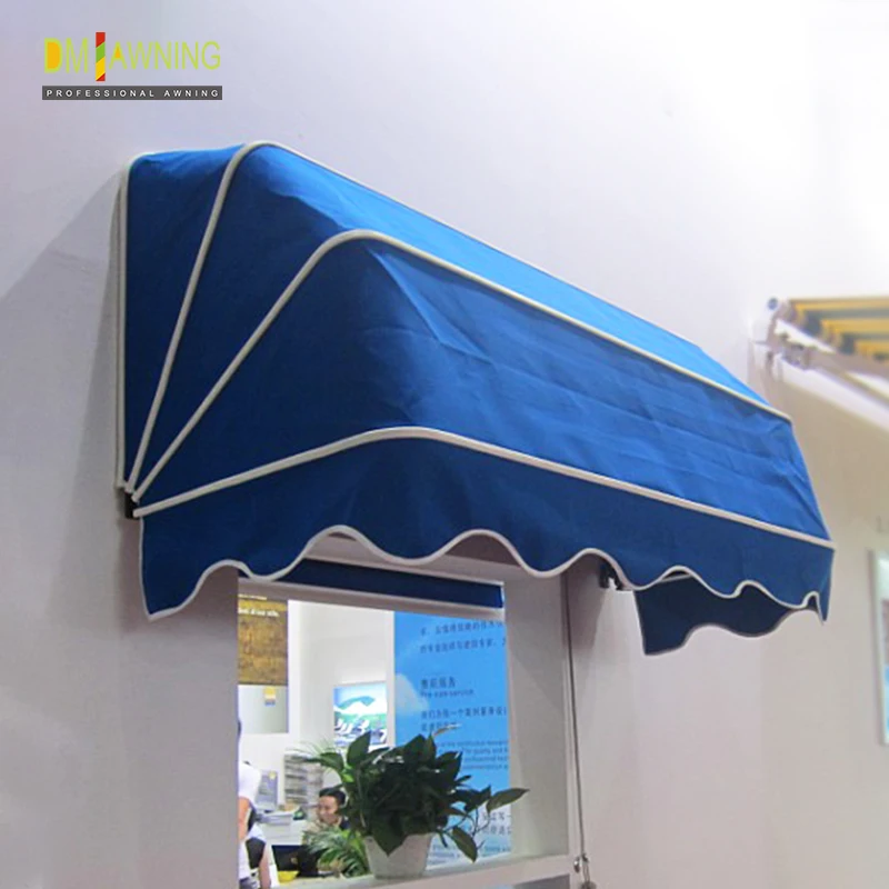 Dutch Awning / Retractable Window Awning / Economic Manual Control Awning Aluminum Frame Acrylic Sail PU Coated 6.0M Width 1.2m