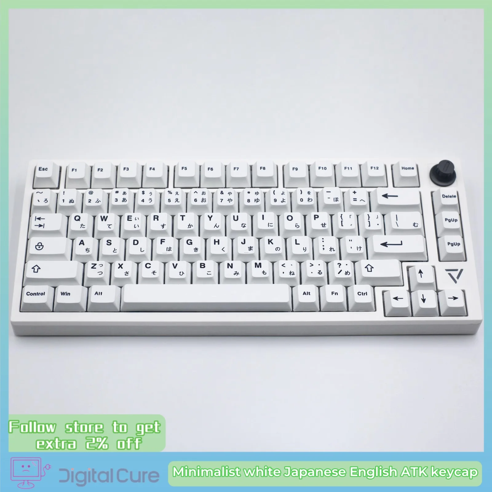 Minimalist White Japanese English Atk Keycap 125 Key Pbt Factory High Heat Sublimation Woting Mechanical Keyboard Keycap