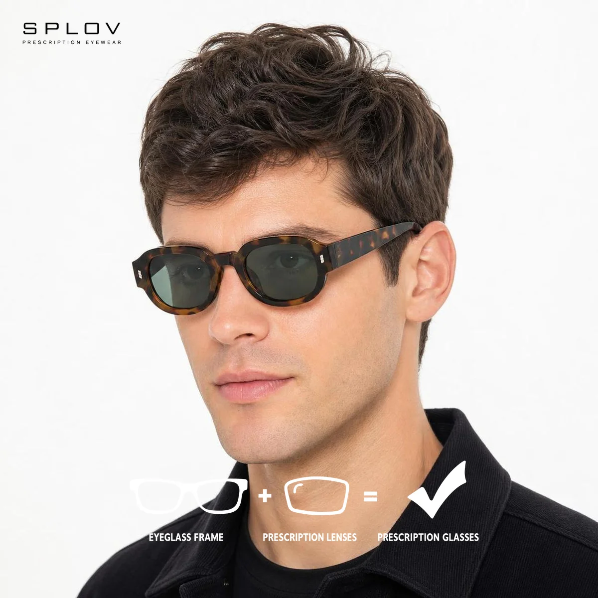 SPLOV Retro Small Square Prescription Sunglasses UV400 Professional Customized Blue Light Photochromic Polarized Sunglasses