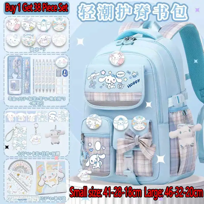 Sanrio cartoon school bag for girls, new model, Cinnamoroll fashion cute print, back to school backpack for teenagers