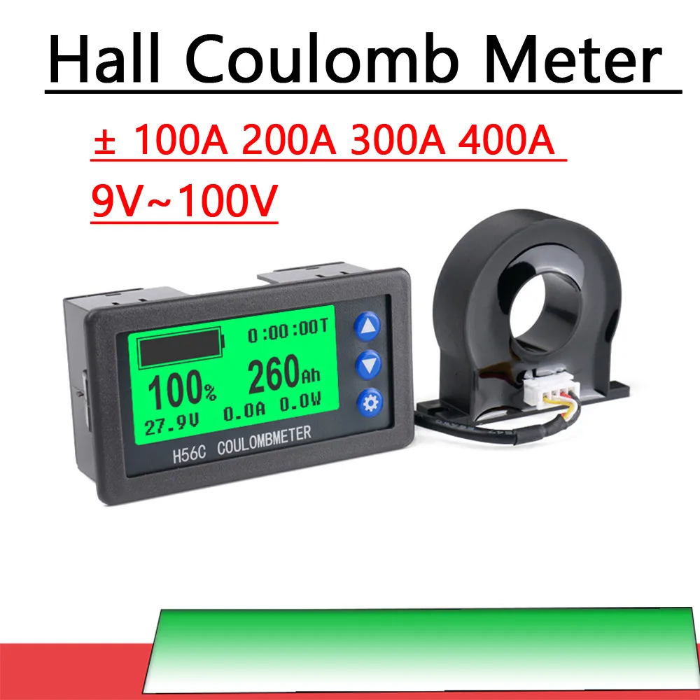 Miernik kulombowy 100A 200A 300A 400A Lifepo4 ołowiowo-kwasowy litowo-jonowy monitorowanie baterii wyświetlacz mocy DC 12V 24V 36V 48V 60V BMS