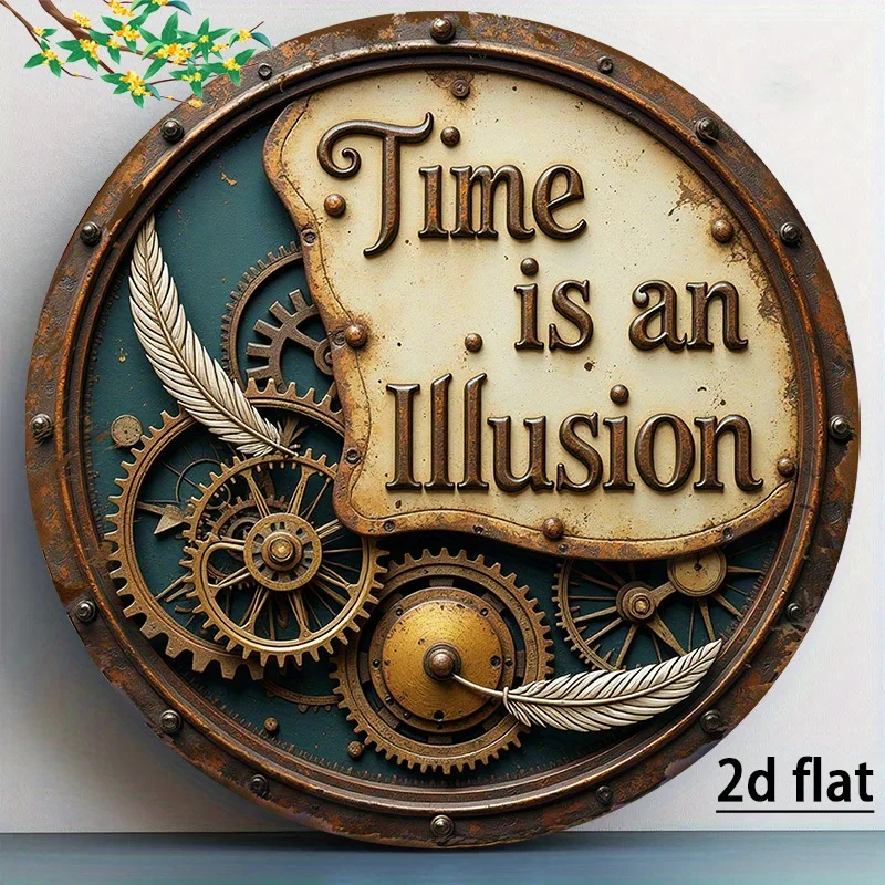 CIFBUY Retro Steampunk Gear Sign Aluminum Wall Art Waterproof Durable Metal Plaque for Garden Living Room Bar Home Decor