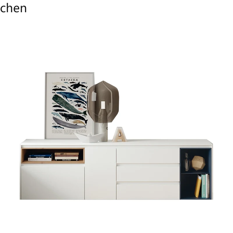 

HTT side cabinet light luxury modern simple paint storage bucket cabinet wall cabinet living room locker