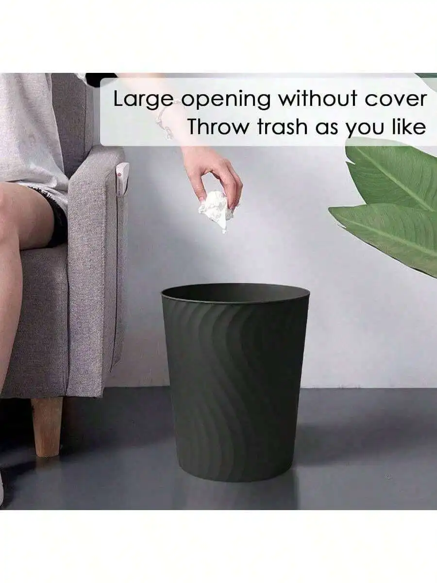 

Large Opening Without Cover Trash Can 1.8 Gallon Plastic Waste Basket For Bathroom Kitchen Bedroom Office