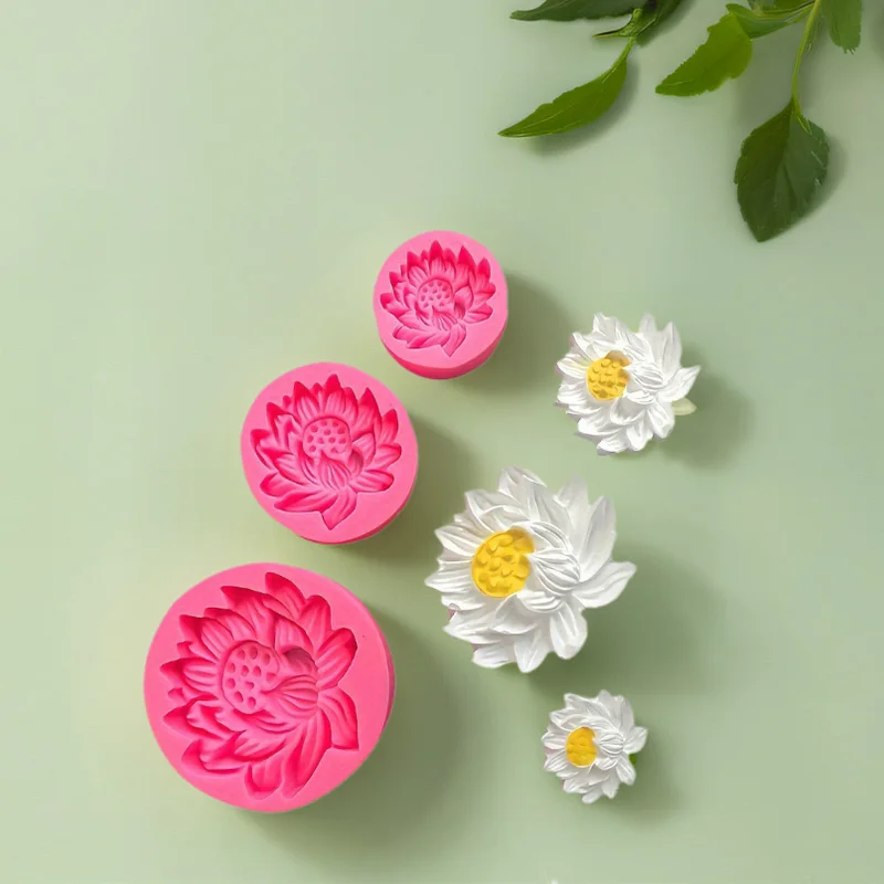 1 piece, lotus large, medium, small silicone mold, lotus chocolate flip sugar aromatherapy candle soap decorative mold