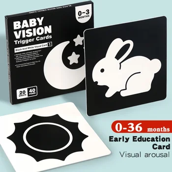 Black and red visual early education card for newborns, visual stimulation of color cognition, flashing new children's early edu