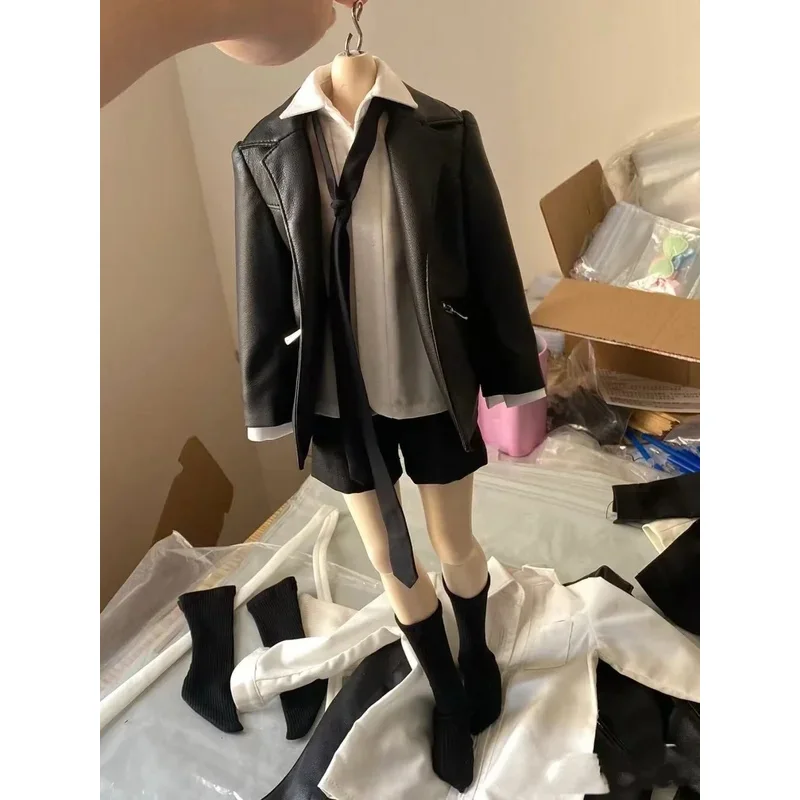 1/4 人形の服スーツ 45 センチメートル Bjd 人形用コート + シャツ + ショートパンツ + 蝶ネクタイ + 靴下ハンサムなドレスアップままごと人形アクセサリー、人形なし