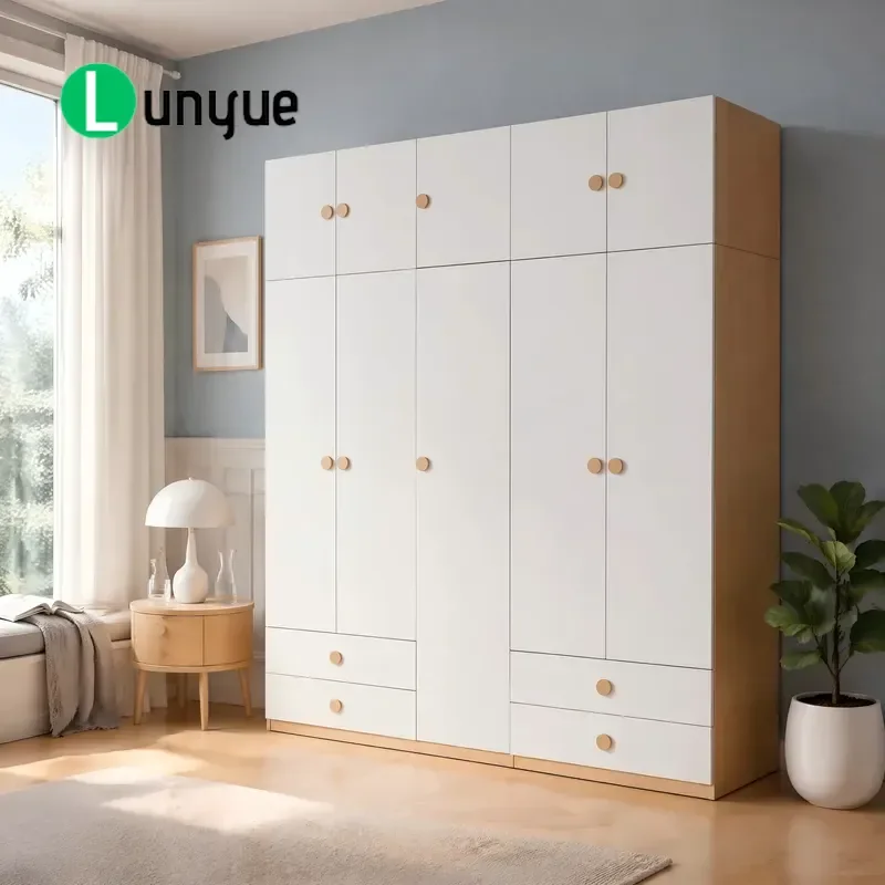 Steel Wardrobe with Drawers Removable Wood Metal Adjustable Eco Friendly Locker Easy to Assemble for Home Bedroom Storage