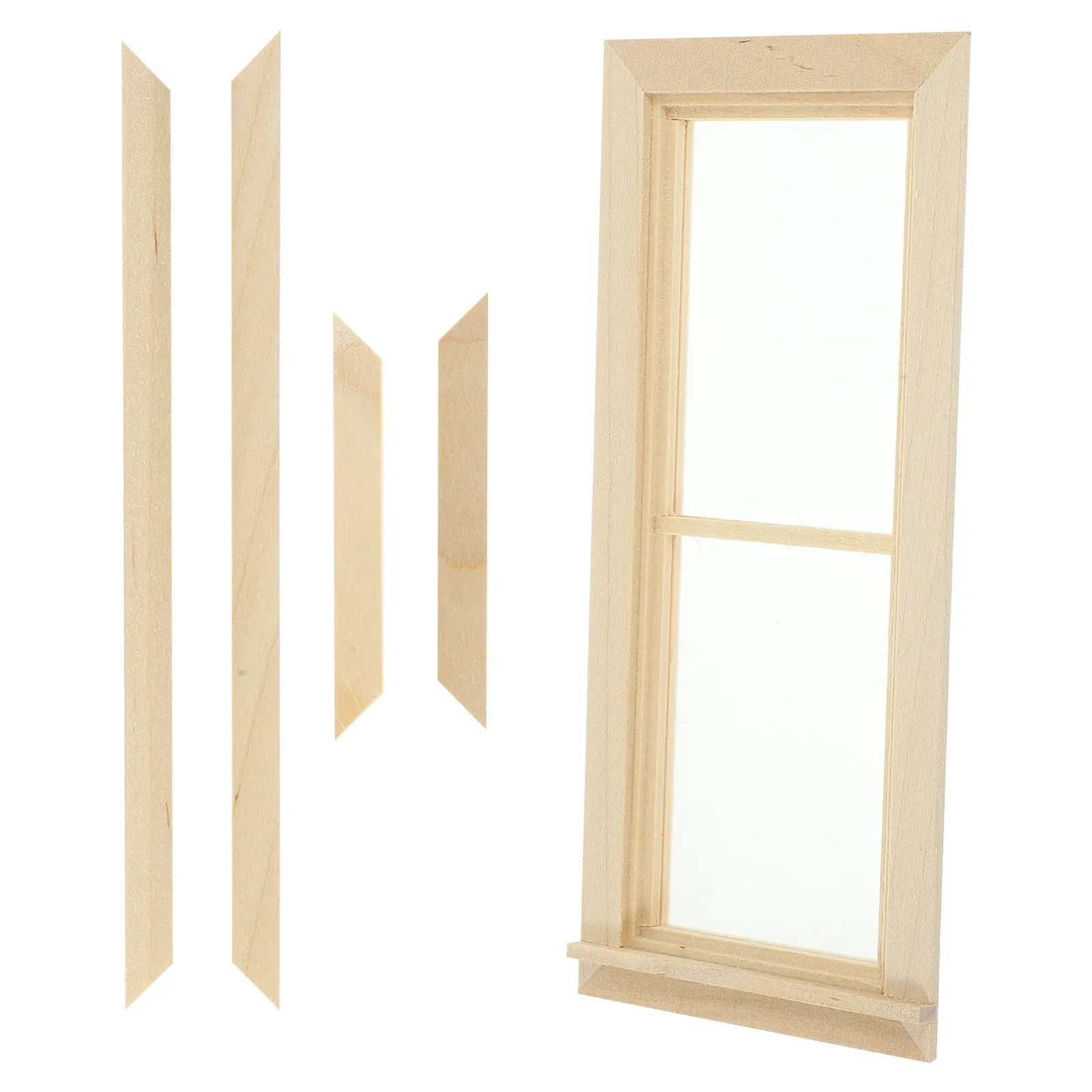 

Mini Blank Wooden Window Dollhouse Decoration Smooth Surface Break Resistant Uncolored DIY Craft Prop for Tiny House Layout