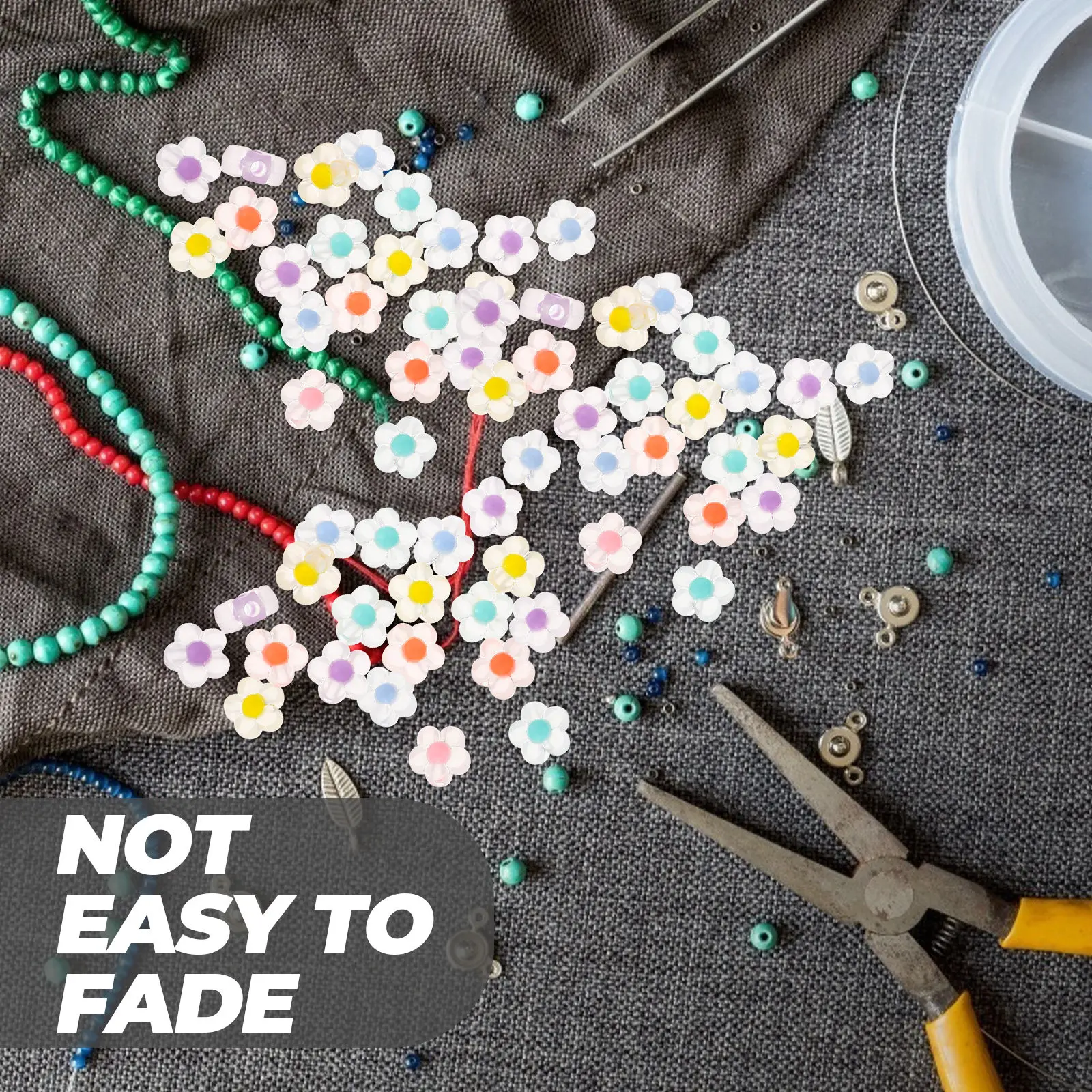 

200Pcs Acrylic Flower Spacer Beads Mixed Color Jewelry Making for Bracelets Necklaces DIY Craft Accessories Jewelry Making Beads