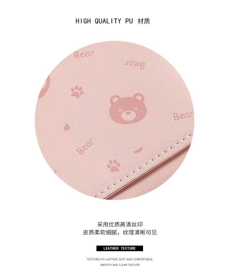 กระเป๋าสตางค์ผู้หญิงแบบสั้นสไตล์เกาหลี ลายหมีน่ารัก สำหรับนักเรียน พับสาม หนัง PU ใส่เงิน ขายส่ง