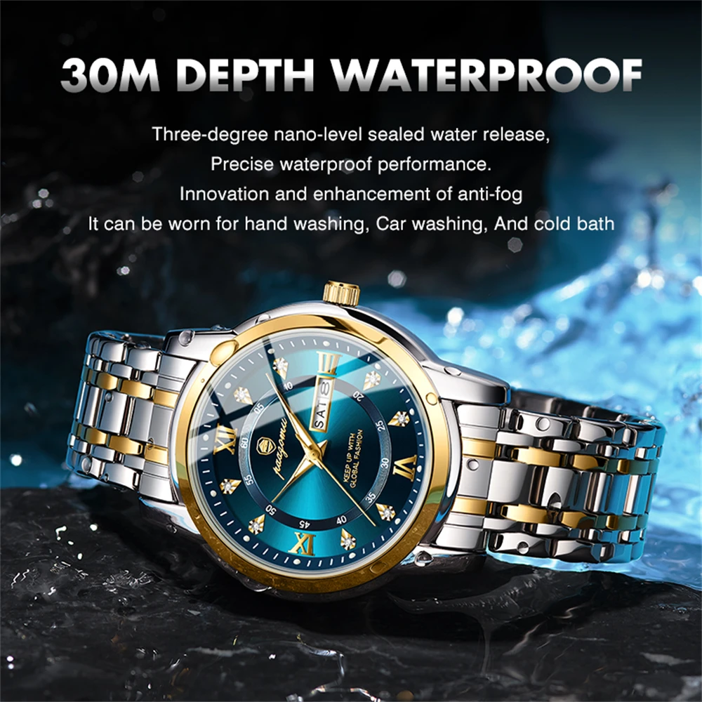 PAAZOMU Luxury Round Man Quartz Watch Waterproof Luminous Date Men's Watch High Quality Stainless Steel Business Men Watches
