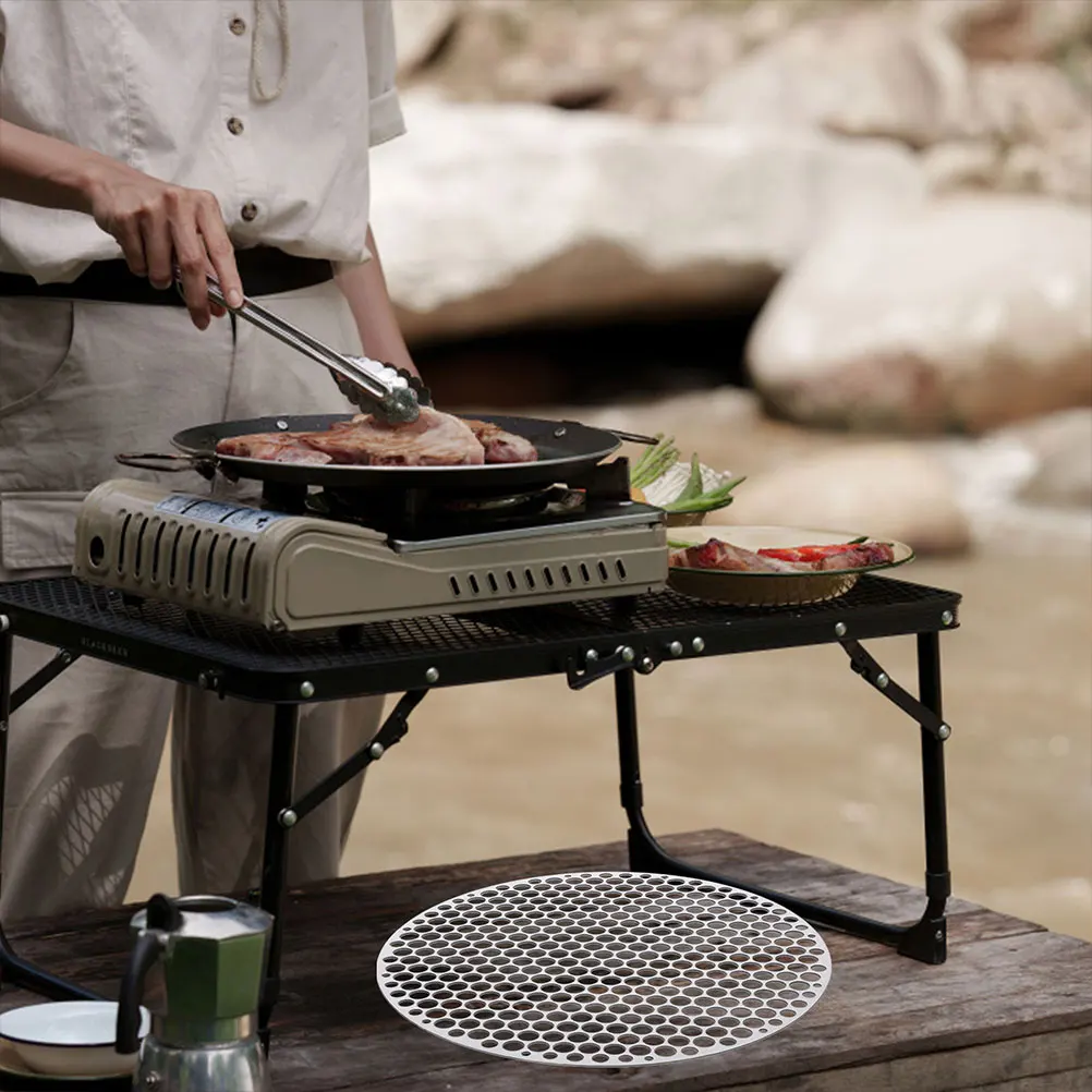 

Stainless Steel BBQ Grill Rack 22cm Round Meat Mesh Net for Camping Outdoor Grilling Vegetables Bacon Fish Kebabs Chicken Wings