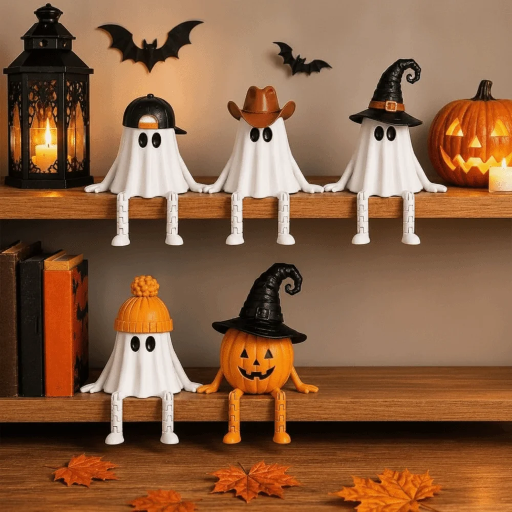 3D Printed Ghost Ornament Figurines Removable Joints Desktop Size 3D Printed Ghost Decor Articulated Movable Parts