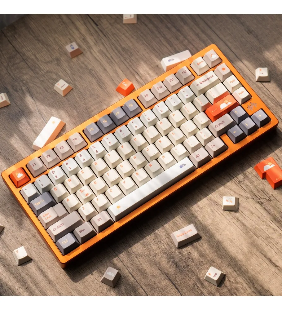 Weather Keycap Original side engraved light-transmitting PBT five-sided sublimation mechanical keyboard cap