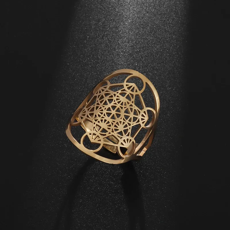 Stainless Steel Metatron Ring Adjustable Size Angel Signet Ring Solomon Geometric Supernatural Jewelry for Women Irish Gifts image 5