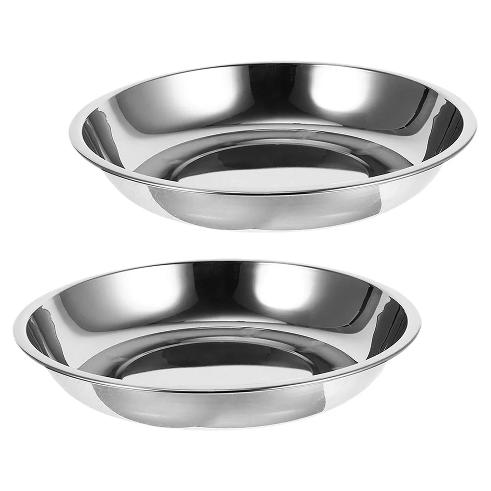 

2 Pcs Stainless Steel Pet Bowl Simple Dog Metal Cat Supply Practical Water Food