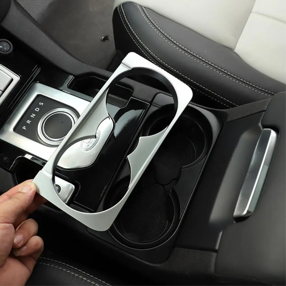 Car Upgrade For Land Rover Discovery 4 LR4 2010-2016 ABS Silver Center Console Front Row Cup Holder Sequin Frame Sticker Trim