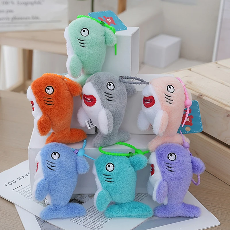 1PC DIY Decoration Kawaii Stuffed Shark Plush Keychain Toys Key Marine Animal Series Bag Pendant Car Chain