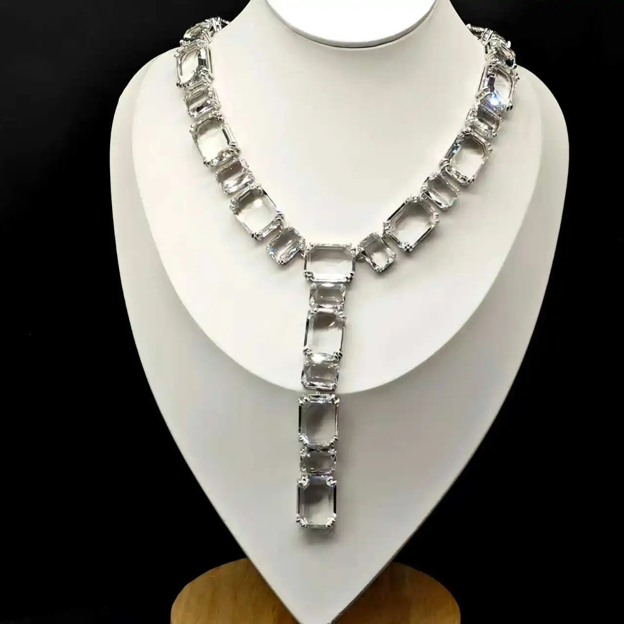 

Новое колье с белыми кристаллами, оригинальный комплект женских украшений с геометрическим кристаллом, браслет, аксессуары для сережек, подарки для вечеринок