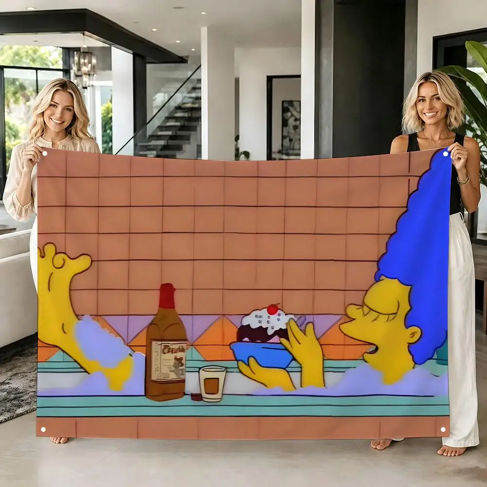 Retro Cartoon M-Marge S-Simpson Flags Tapestry Creative Pattern Photo Living Room Wall Art Party Outdoor Decor