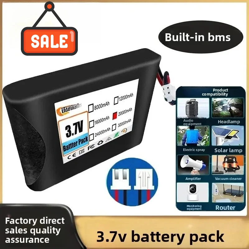 3.7V 1S8P 18650 Lithium Battery Microcontroller LED Outdoor Light Bluetooth Speaker Audio Backup Power Supply