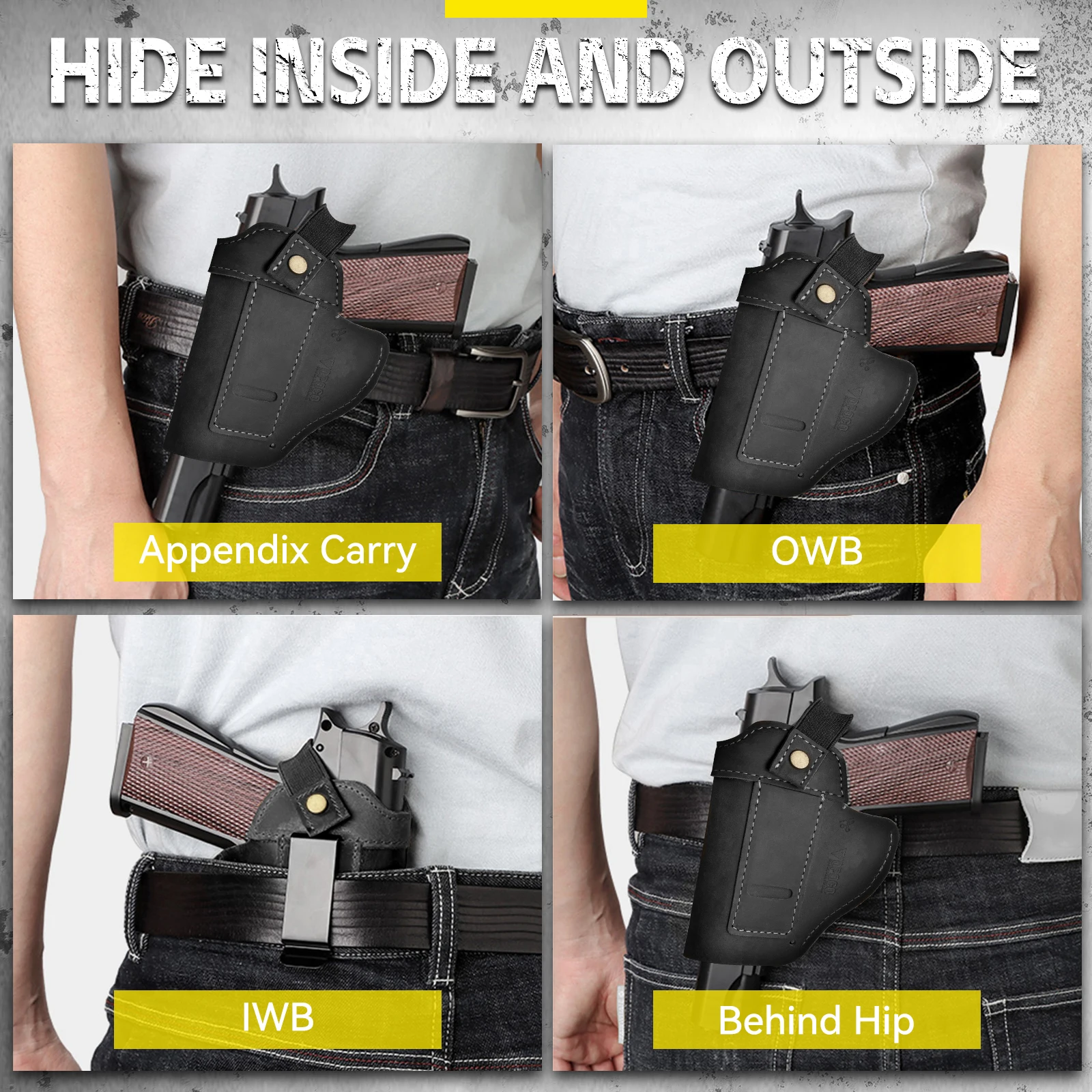 2025 IWB/OWB Leather Holster for Glock 17/19/23/26/42/43X, Taurus G2/G2C/G3C, Concealed Carry Gun for Most Size Pistols Compact 2
